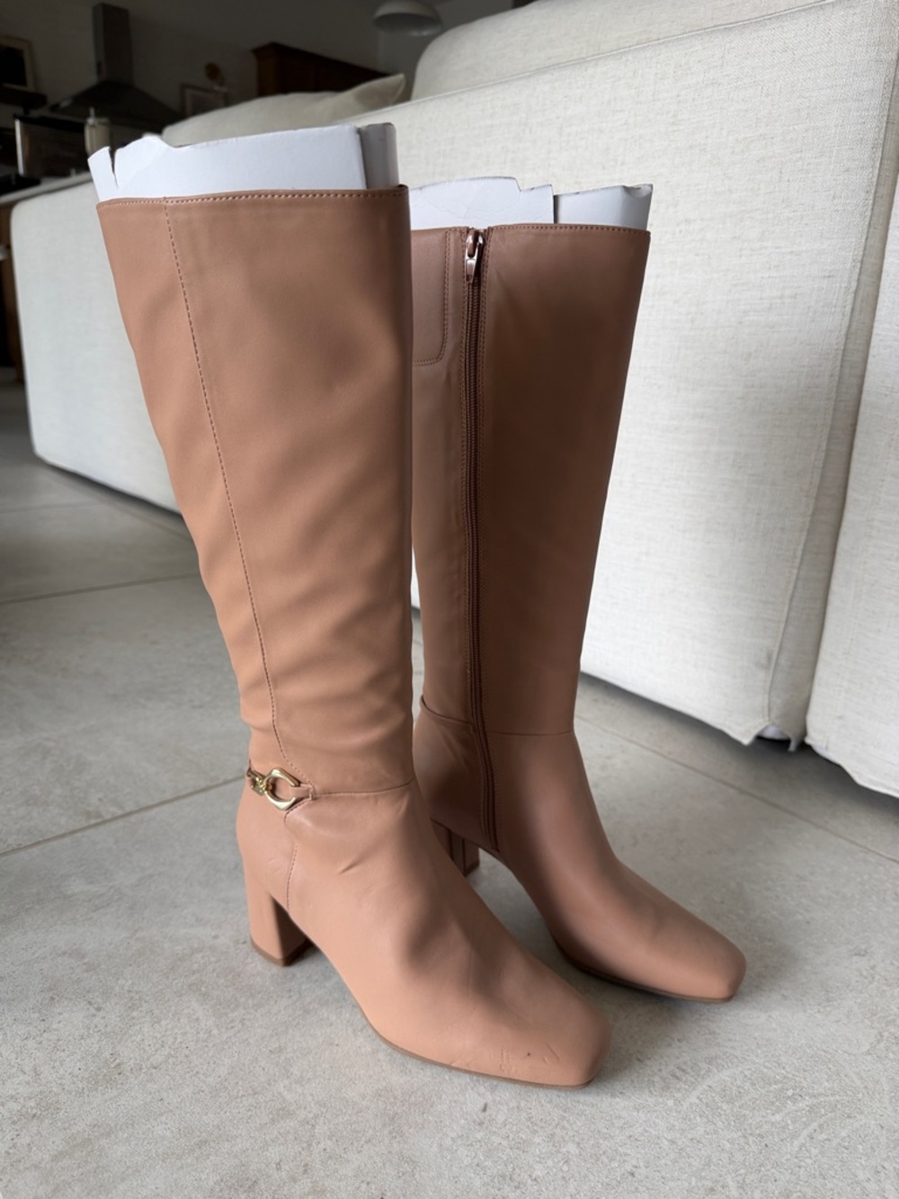 Naturalizer Tan Block Heel Waylon Knee-High Boots